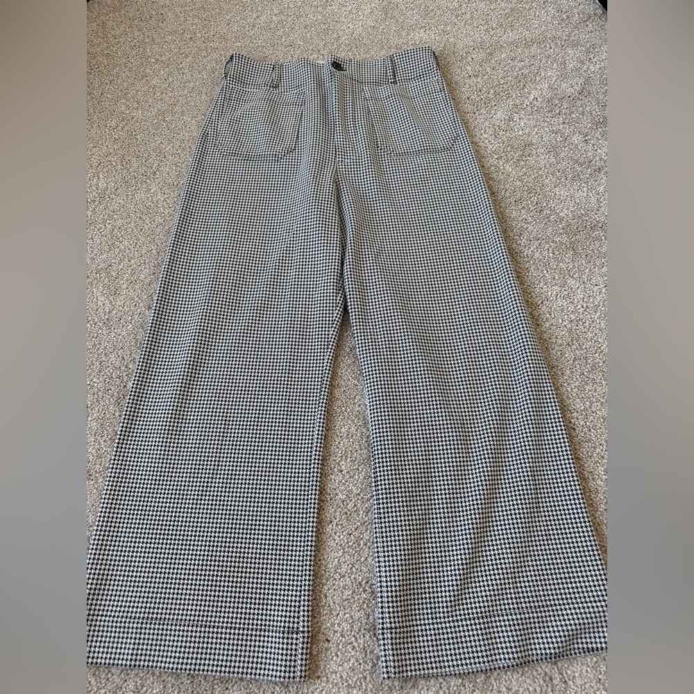Maeve Anthropologie The Colette Cropped Wide-Leg Pants: Houndstooth Edition 30 - Picture 4 of 5